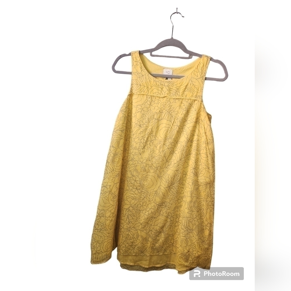 Anthropologie HD in Paris Women Yellow A-Line Dress Size 0